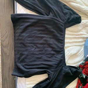 Large black off-the-shoulder crop top